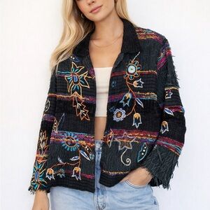 Large Jacket with Multicolor Embroidery